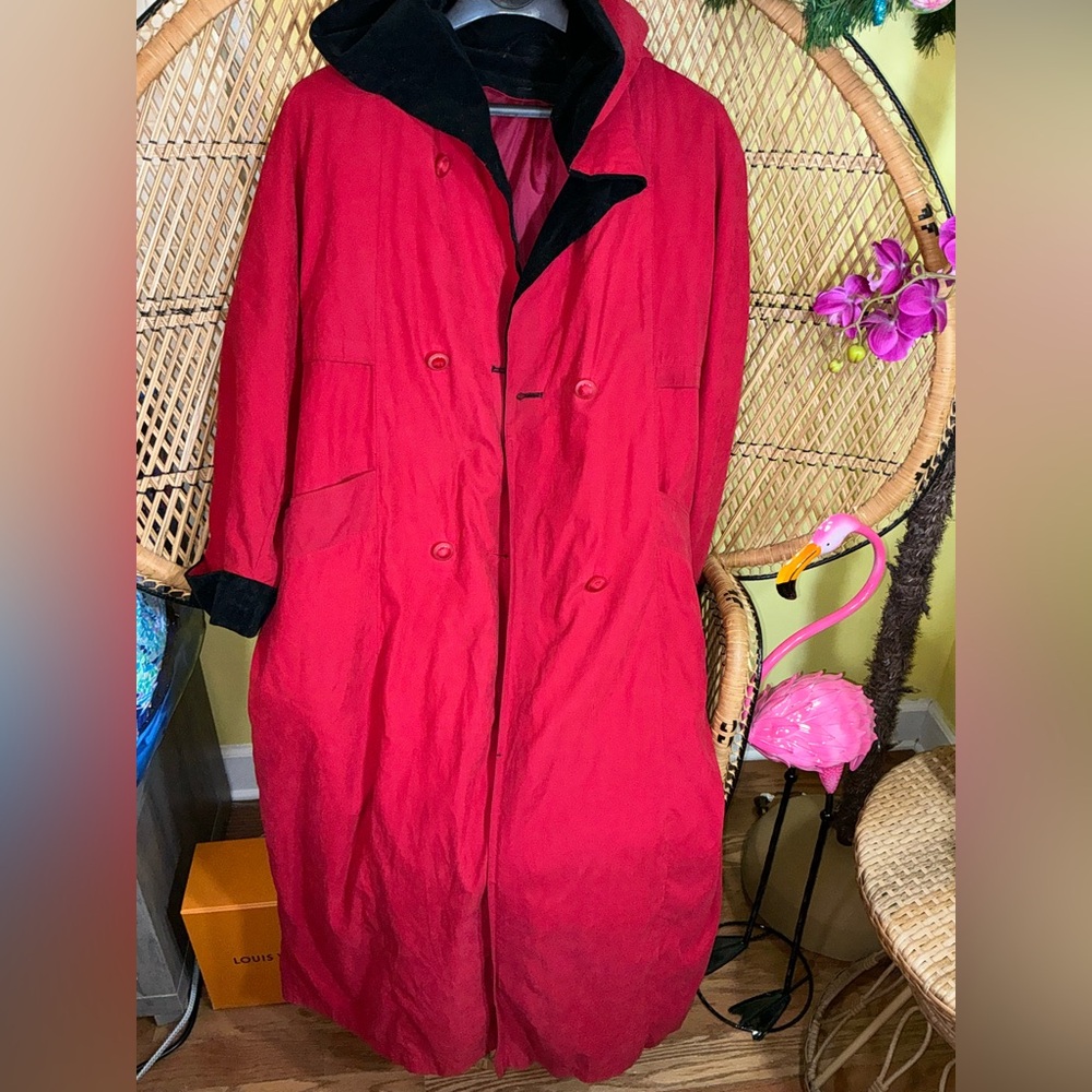 London Fog Vintage Trench Coat Removable Wool Liner Red Size 14 - Picture 7 of 15